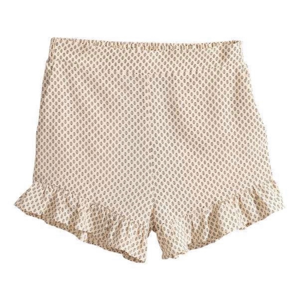 RUFFLE TRIMMED PATTERNED SHORTS